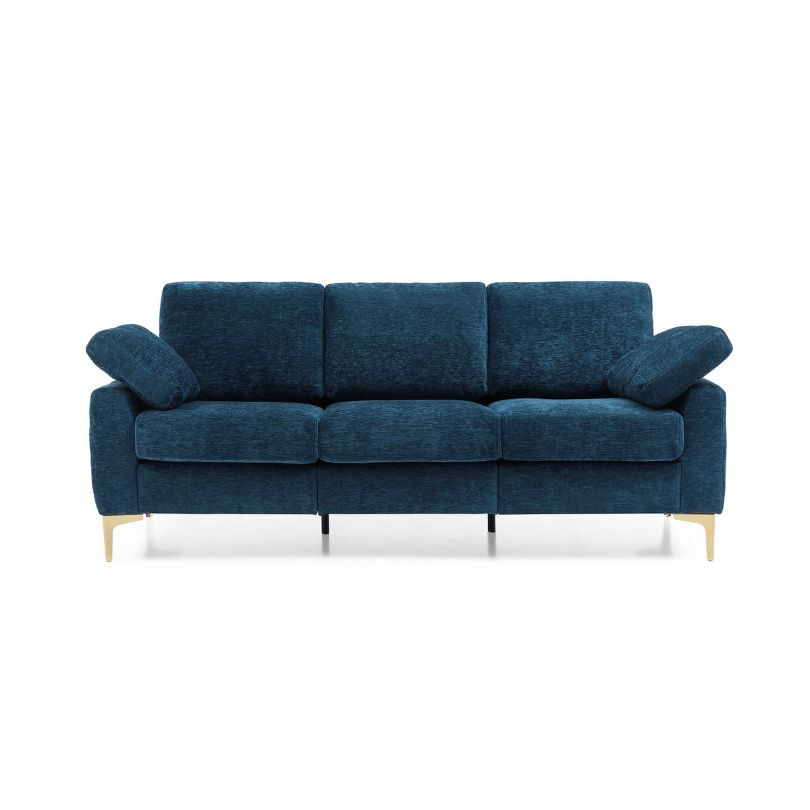 Blue Chenille 2set sofa in a white background