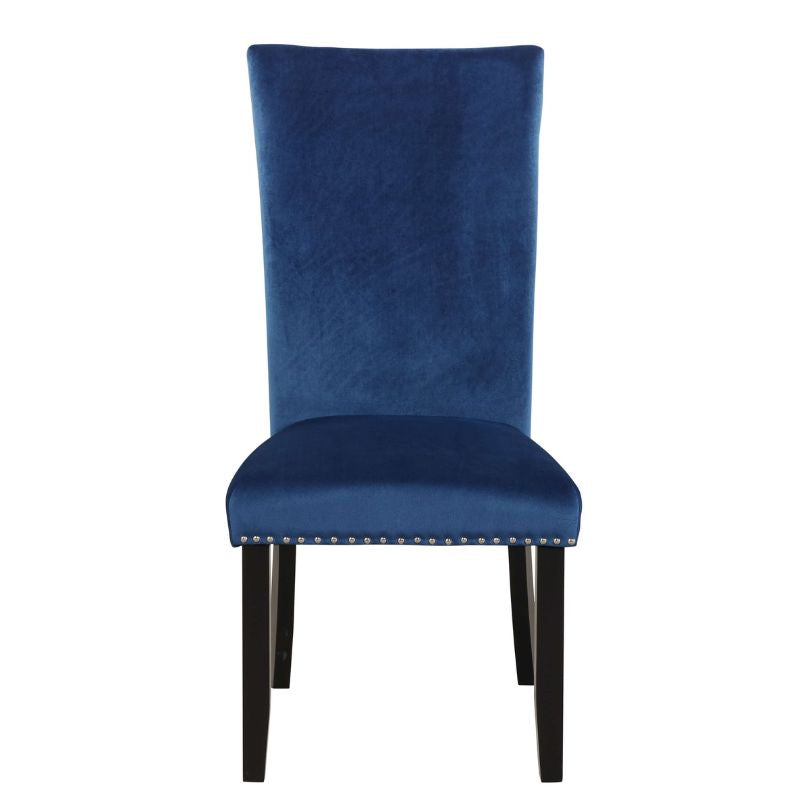 Blue Velvet Upholstered 2-set Dining Chair with Nailhead-trimmed and Rubber Wood Legs