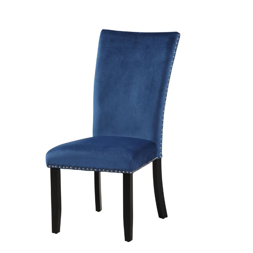 Blue accent chair in a white background 