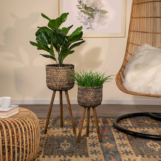 Dark Brown Bamboo Plant Stand