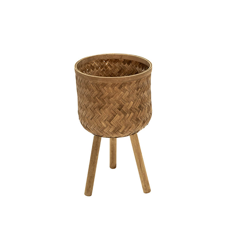 Brown Bamboo Standing Planter Pots