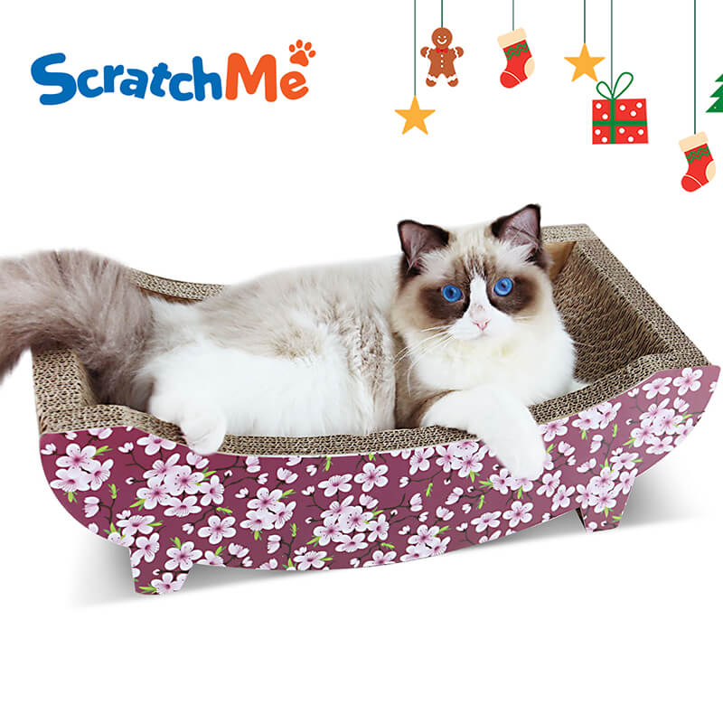 Brown Boat-Shaped Cat Scratcher Cardboard and Post Lounge Be