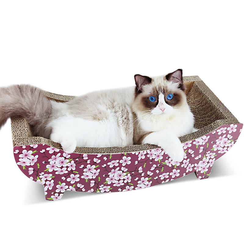 Brown Boat-Shaped Cat Scratcher Cardboard and Post Lounge Be