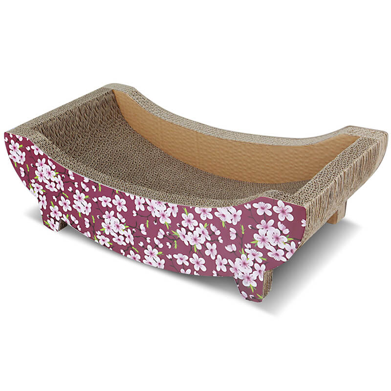 Brown Boat-Shaped Cat Scratcher Cardboard and Post Lounge Be