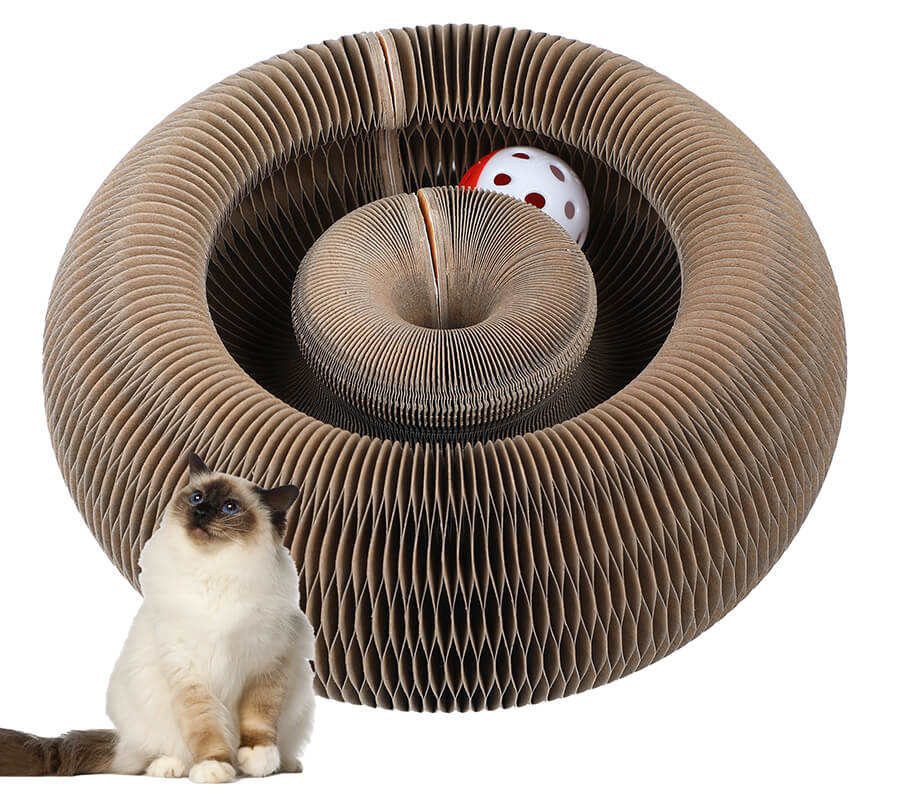 Brown Interactive Retractable Cat Scratching Board with a Ball - 4.5" x 4"