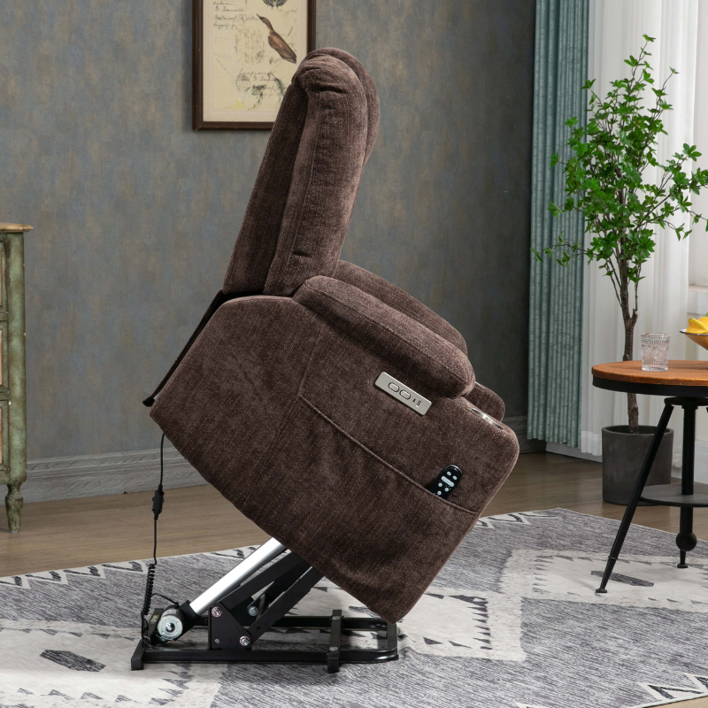 Brown Large Power Lift Recliner Chair with Heat and Massage