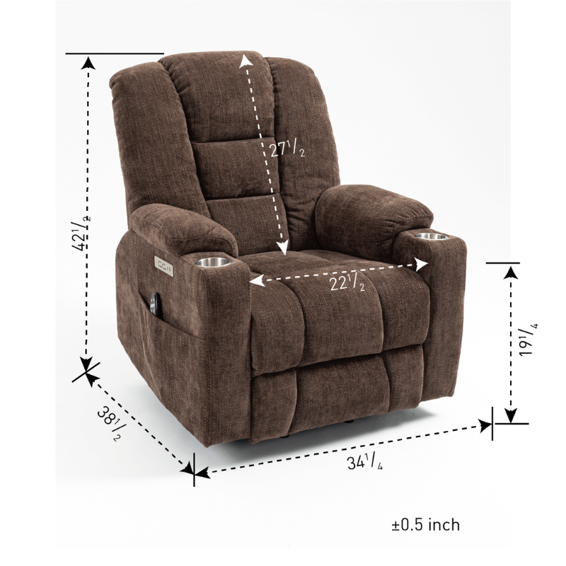 Brown Large Power Lift Recliner Chair 