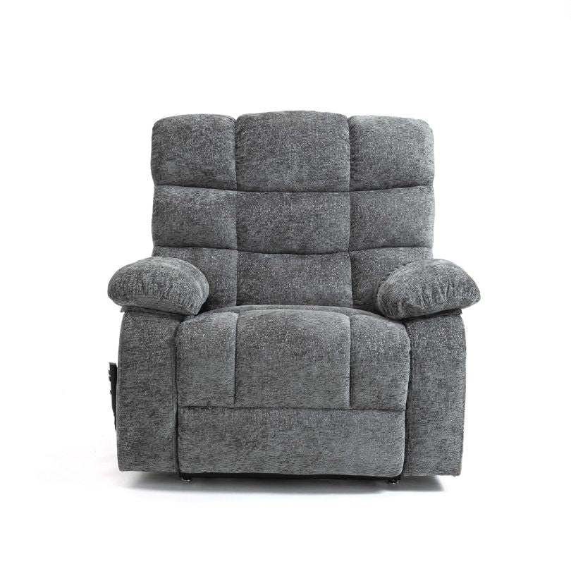 Chenille Grey Dual-motor Heat and Massage Lift Recliner Chair