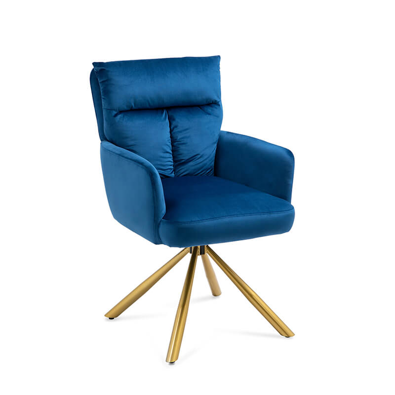 Blue fabric Gold base chair