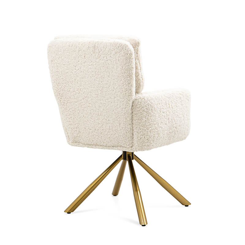 Faux fur material accent chair in a white background 