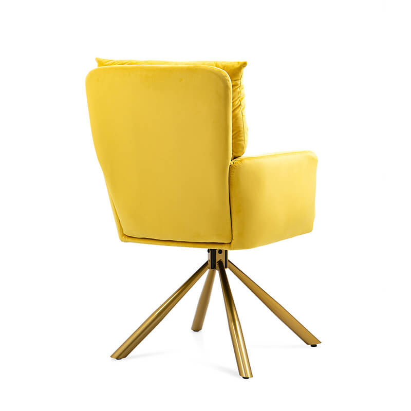 back view of the yellow bright gold base chair 