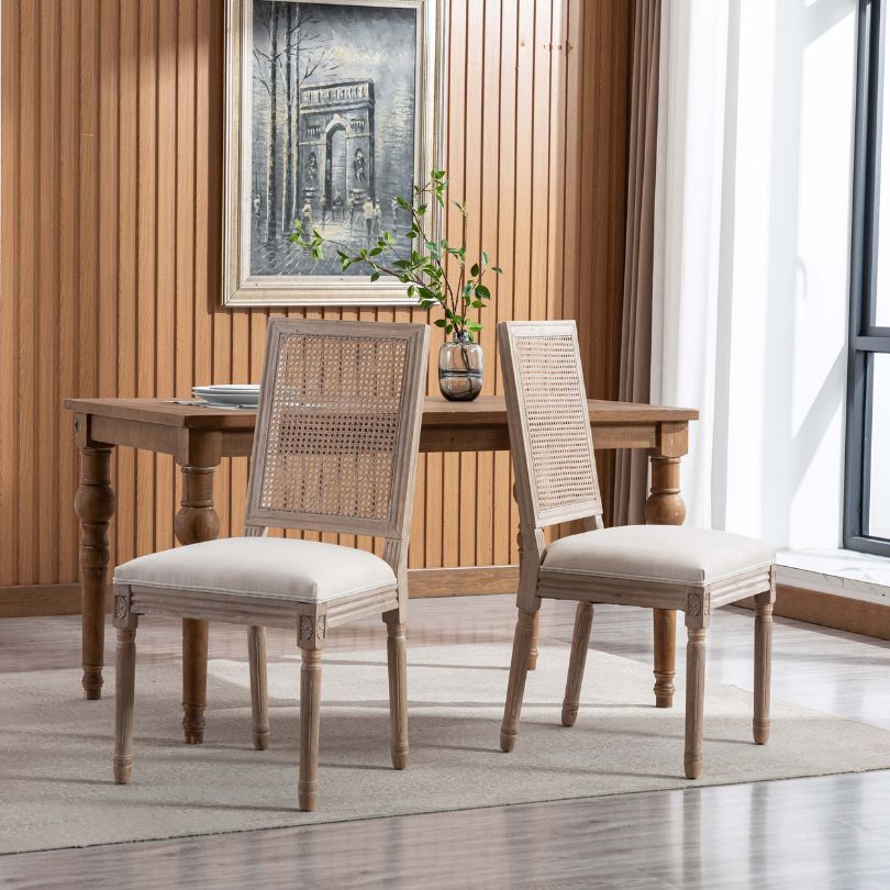 The two dining Continental High back Rattan Beige