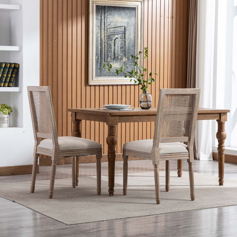 A dining image of the Continental High back Rattan Beige Chair