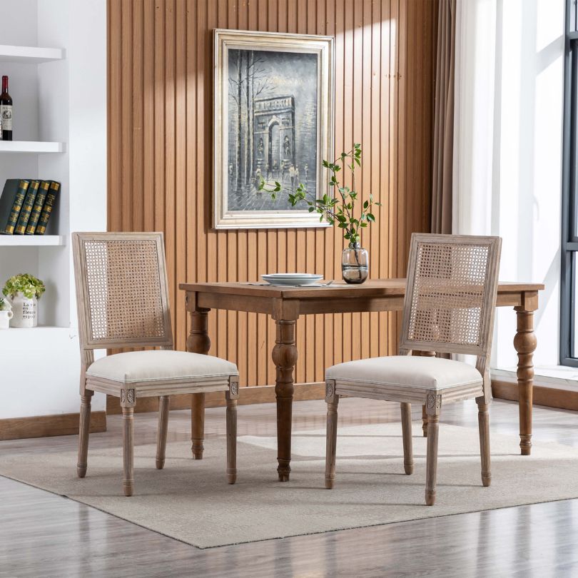 A dining set of our Continental High back Rattan Beige Chair