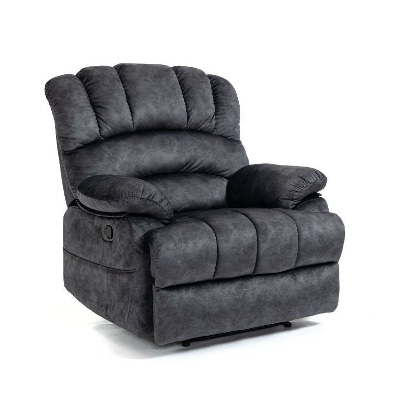 Dark Gray Breathable Fabric Large Manual Recliner Chair