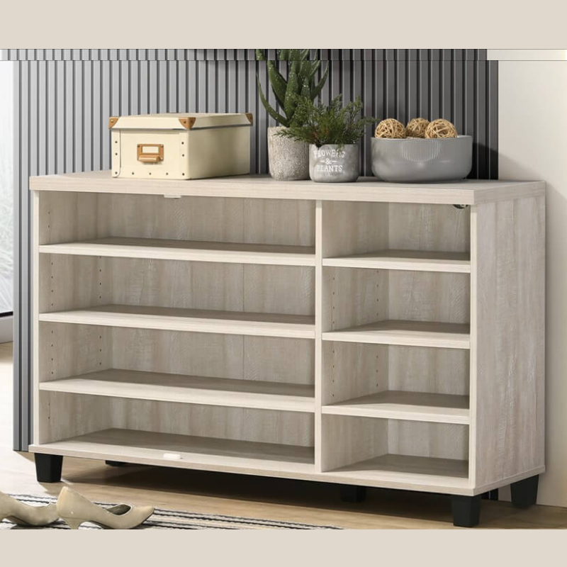 Dusty Gray Oak 3-Door Shoe Cabinet