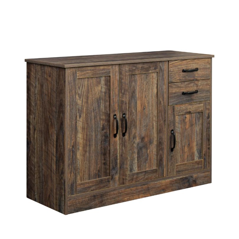 Espresso Entryway Buffet Sideboard with 3 Doors and 2 Drawers