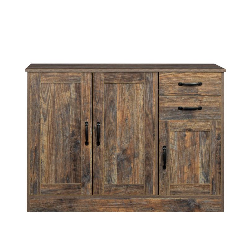 Espresso Entryway Buffet Sideboard with 3 Doors and 2 Drawers