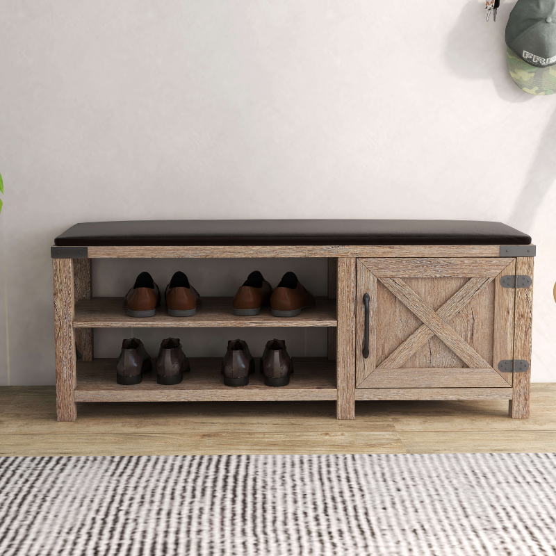 Farmhouse Entryway Shoe Bench 