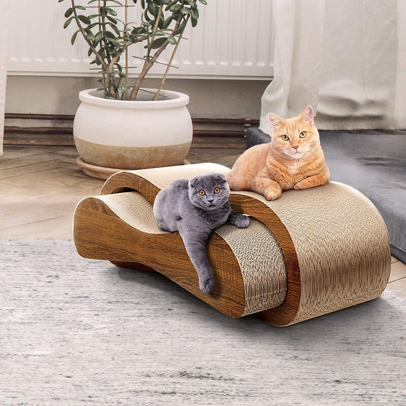 FluffyDream 2-in-1 Cat Scratcher Cardboard Lounge Bed - 27.56"L