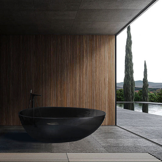 Freestanding Black Artificial Stone Resin Bathtub (Oval)