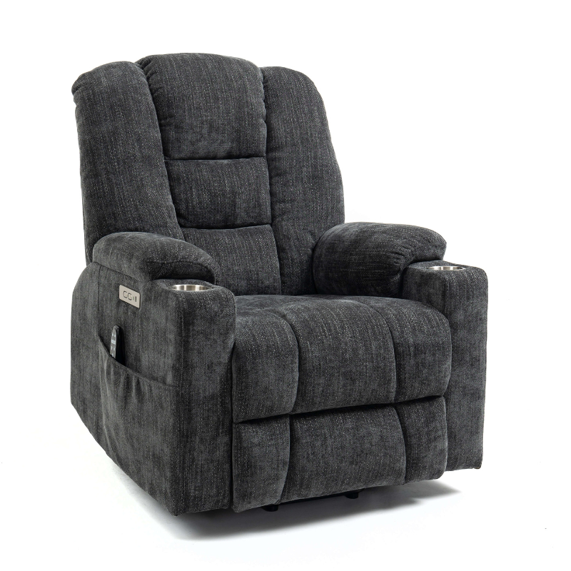 Gray Large Power Lift Recliner Chair with Heat and Massage