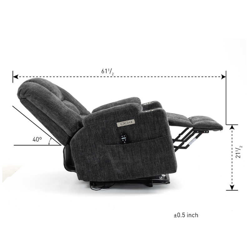 Gray Large Power Lift Recliner Chair with Heat and Massage