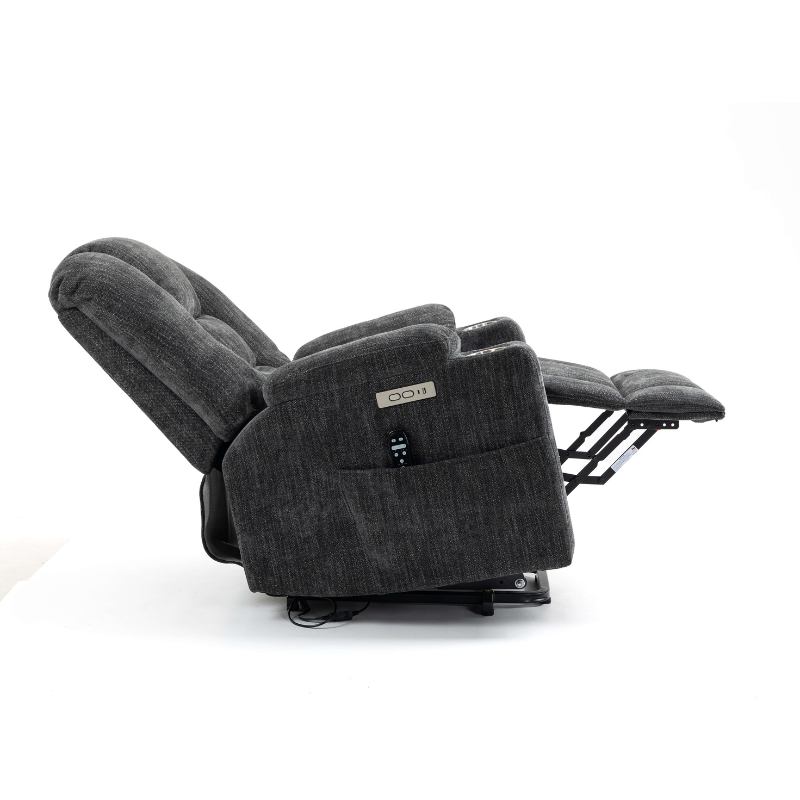 Gray Large Power Lift Recliner Chair with Heat and Massage