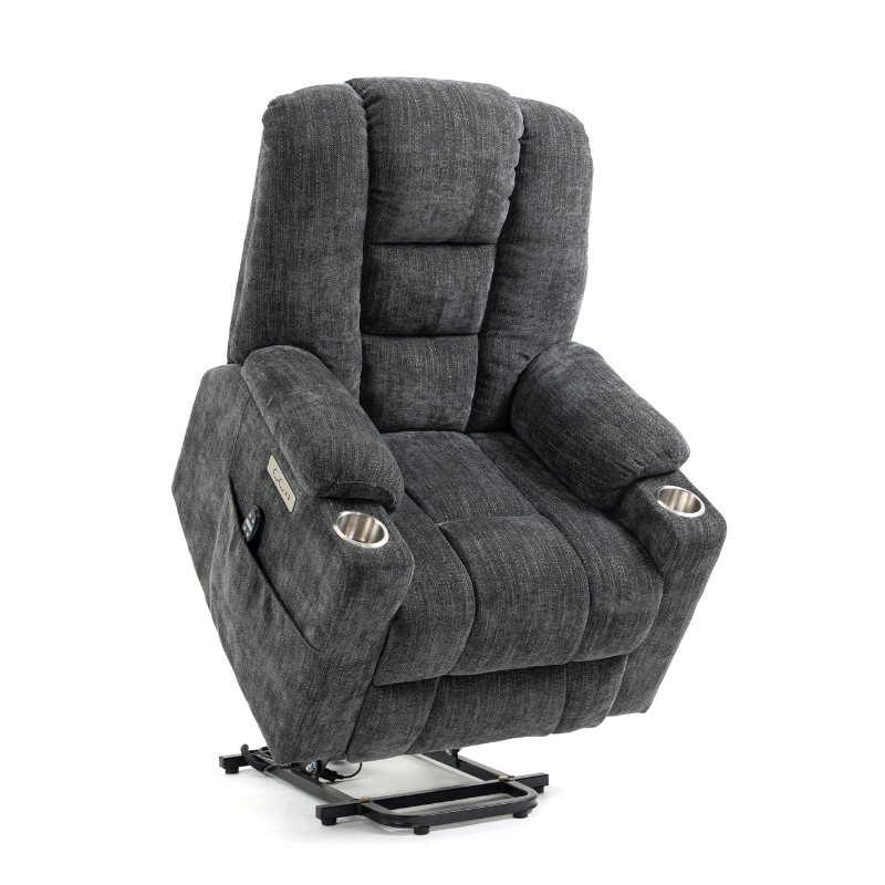 Gray Large Power Lift Recliner Chair with Heat and Massage