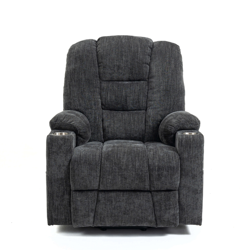 Gray Large Power Lift Recliner Chair with Heat and Massage