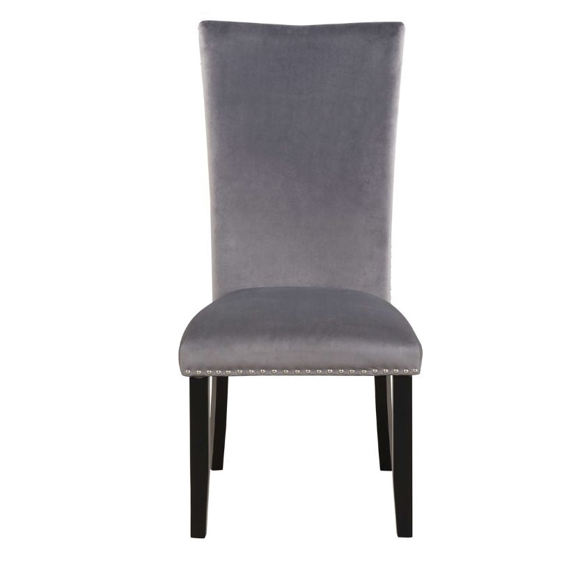 Grey Velvet Armless 2-set Dining Chair with Nailhead-trimmed and Rubber Wood Legs