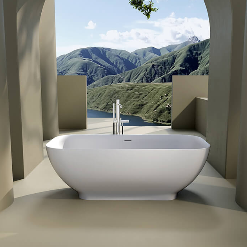 67'' Luxury Matte White Freestanding Soaking Bathtub