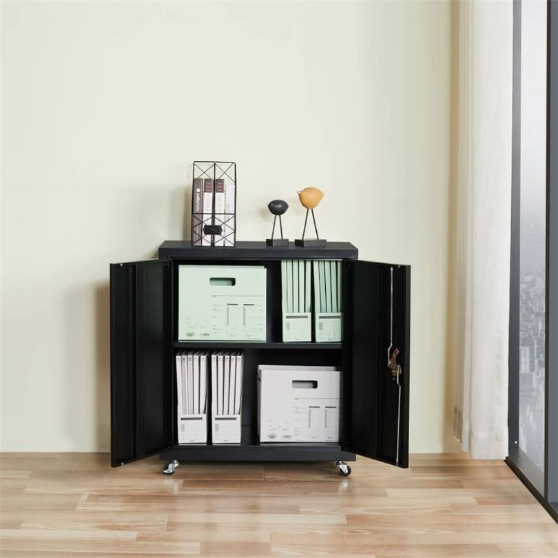 Industrial Black Filing Cabinet with Adjustable Shelf