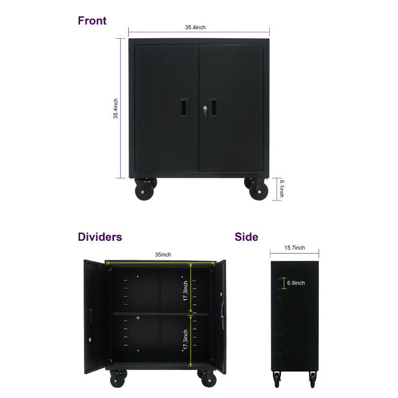 Industrial Mobile Black Metal Storage Cabinet