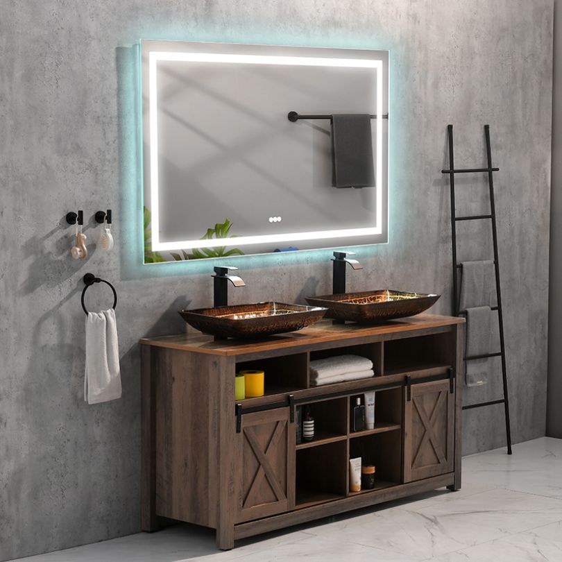 LED Backlit Frameless Bathroom Vanity Mirror with Anti-fog - W60" x H36"