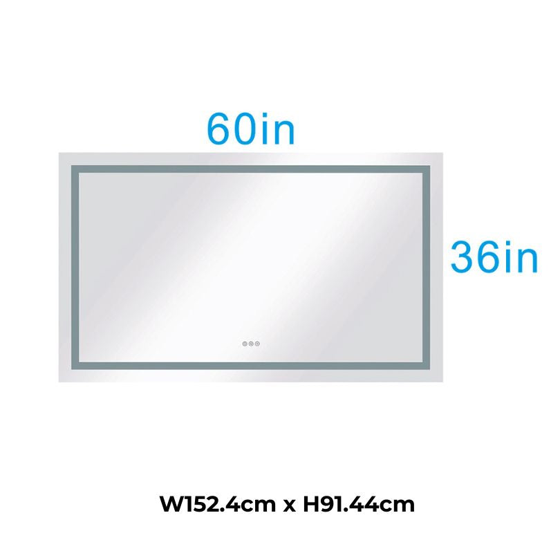 LED Backlit Frameless Bathroom Vanity Mirror with Anti-fog - W60" x H36"