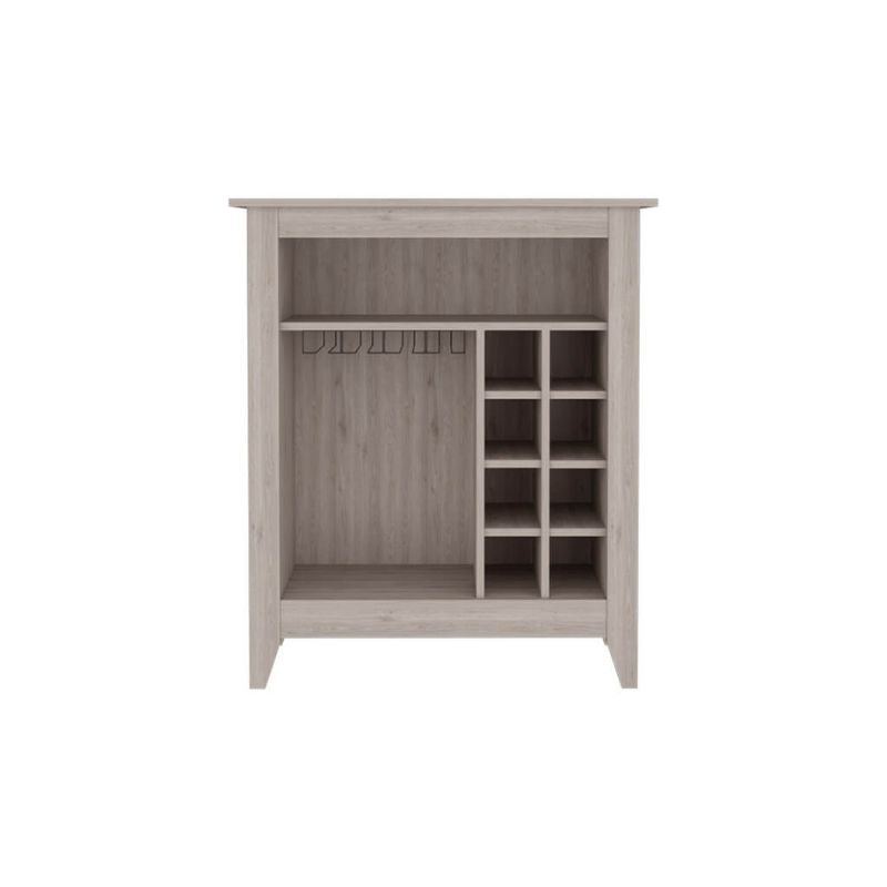 Light Gray Bar Cabinet with 8-Bottle Cubbies and Open Shelf - 17.7" x 32.4"