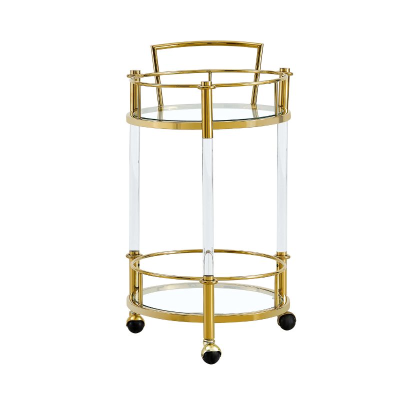 Luxury 2-Tiers Acrylic Round Bar Cart with Wheels