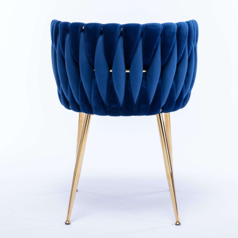 Luxury Blue Velvet Dining Chair With Golden Legs