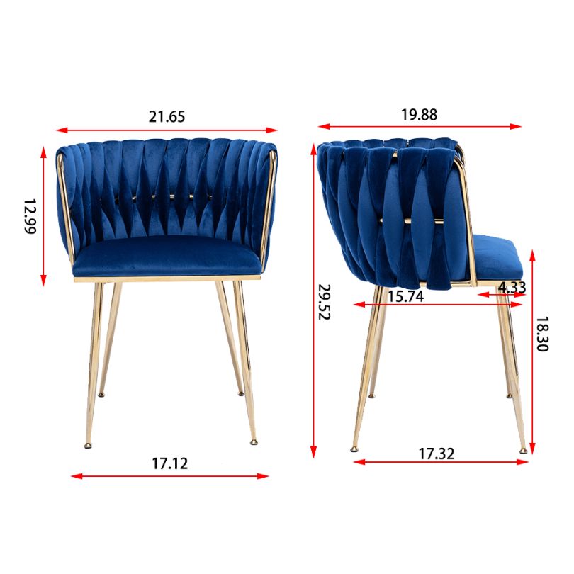 Luxury Blue Velvet Dining Chair With Golden Legs