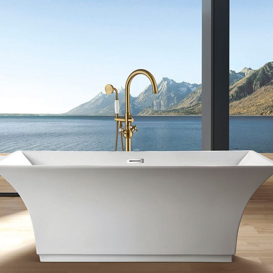 Luxury Gold Freestanding Swivel Claw Foot Bathtub Faucet with Handheld Shower