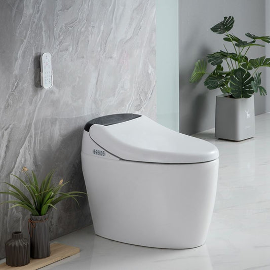 Luxury White Tankless Heated Bidet Seat Smart Toilet with Auto Lid and Nozzle Self Cleaning 26.77" x 16.53"