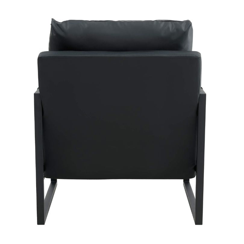 Mid-Century Black PU Leather Accent Arm Chair