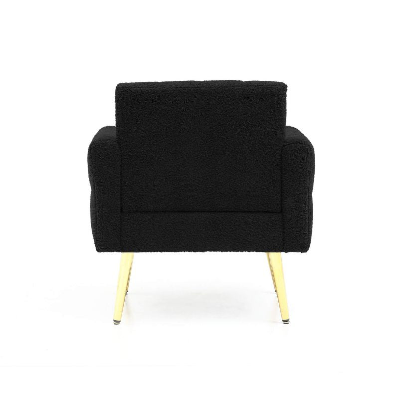 Back view of the black armchair 