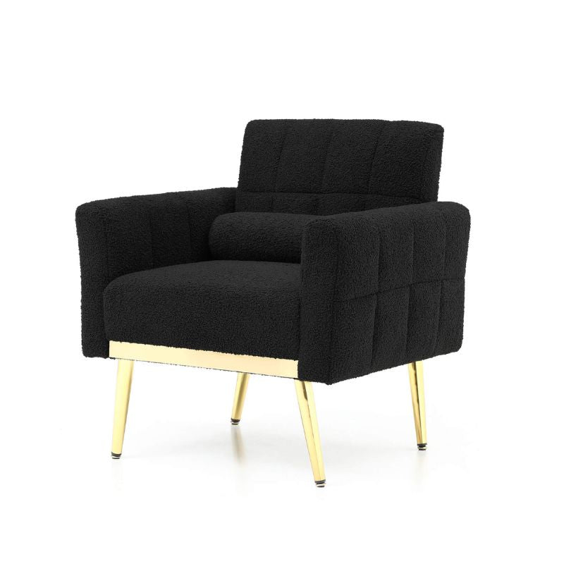 Black Accent armchair with pillow and sturdy metal legs