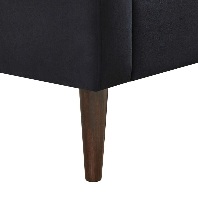 Mid-century Black Tufted Barrel Club Accent Chair with Wooden Legs