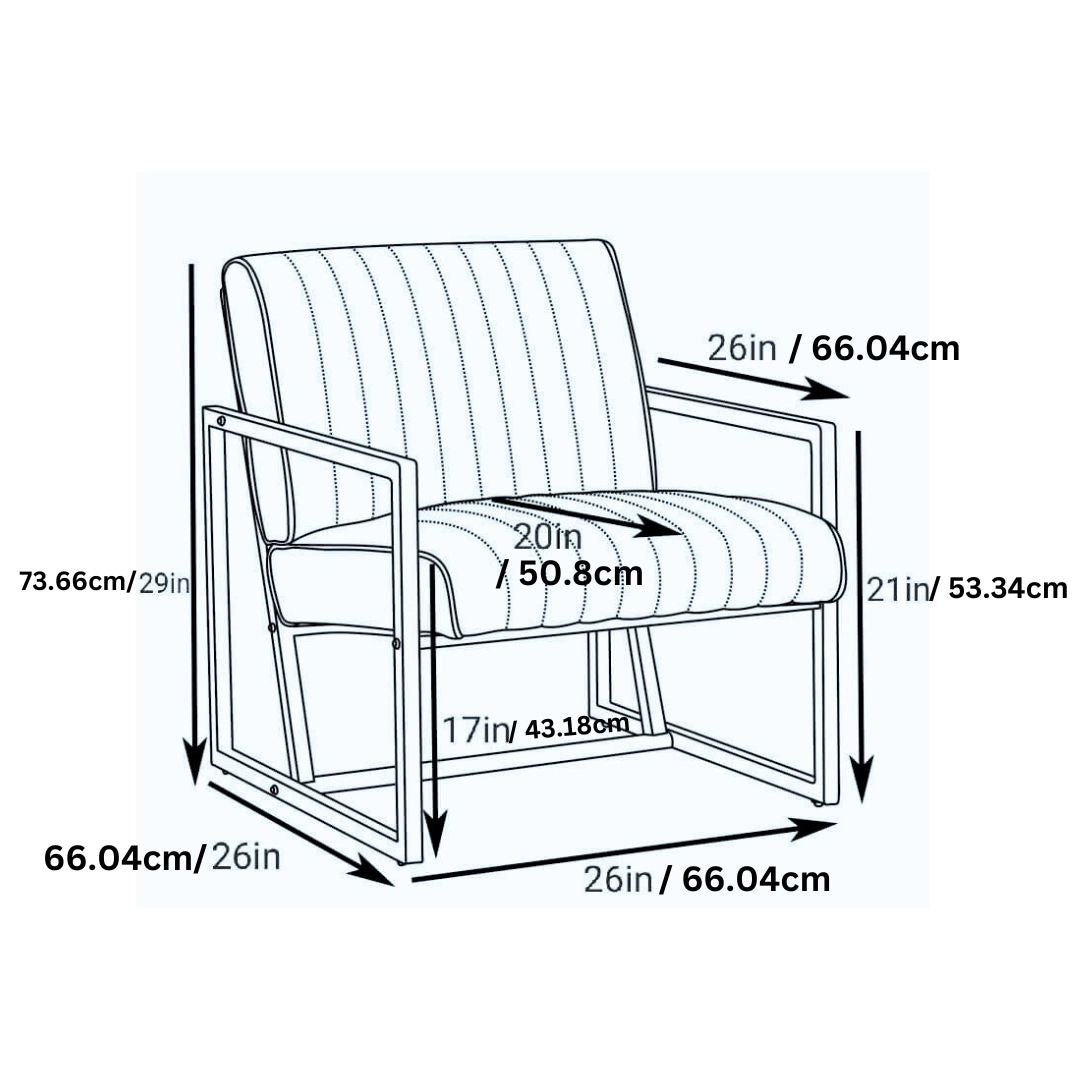 Mid Century Upholstered Sofa Chair with Steel Frame