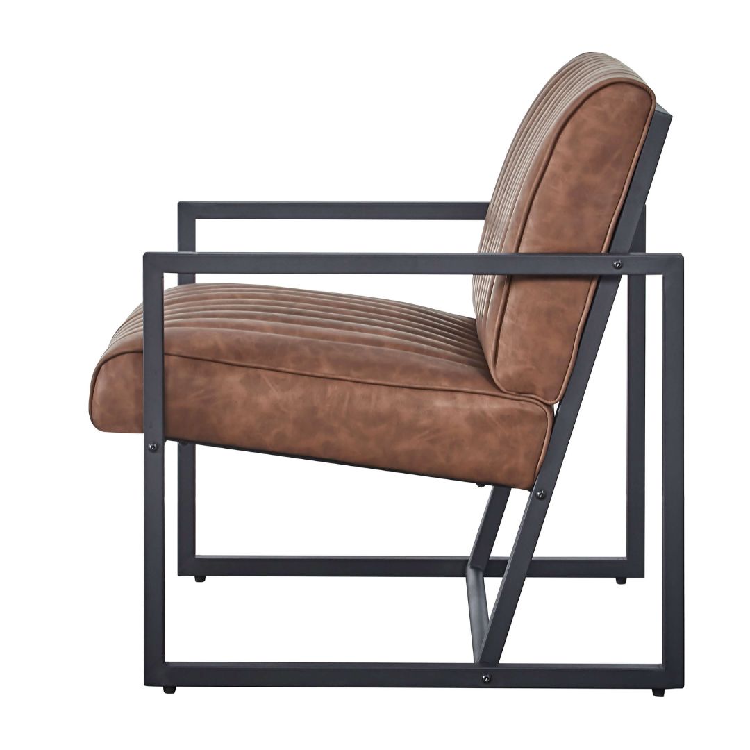 black frame and brown cushion accent chair