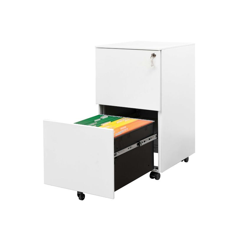 Modern 2-Drawers White Mobile Filing Cabinet