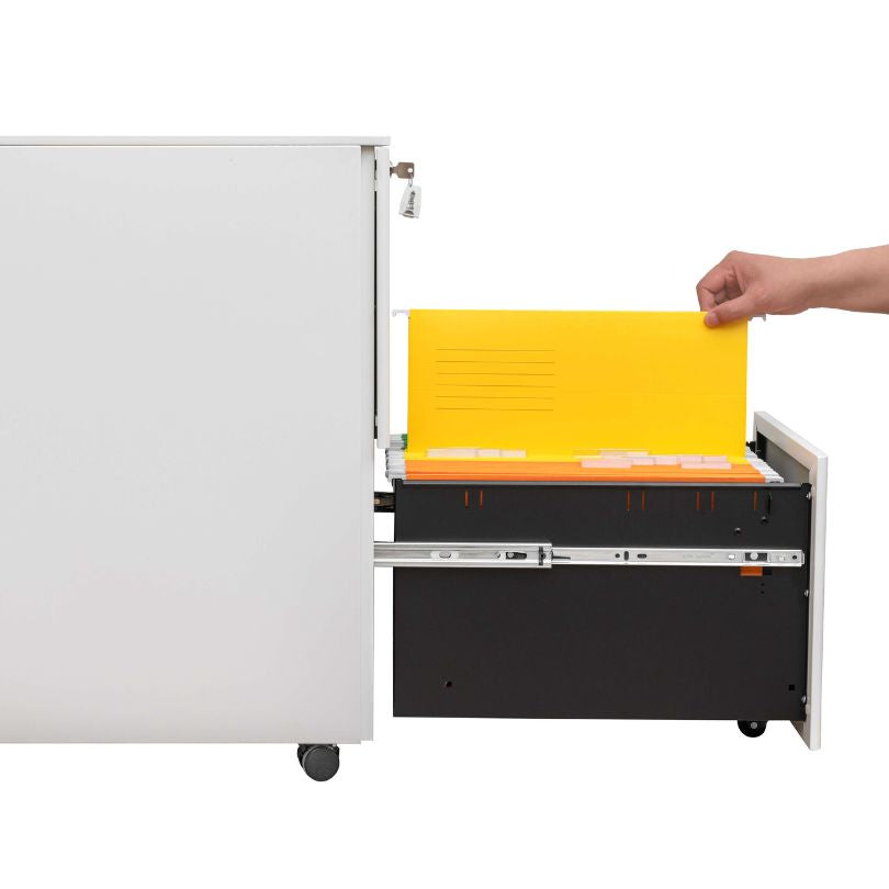 Modern 2-Drawers White Mobile Filing Cabinet